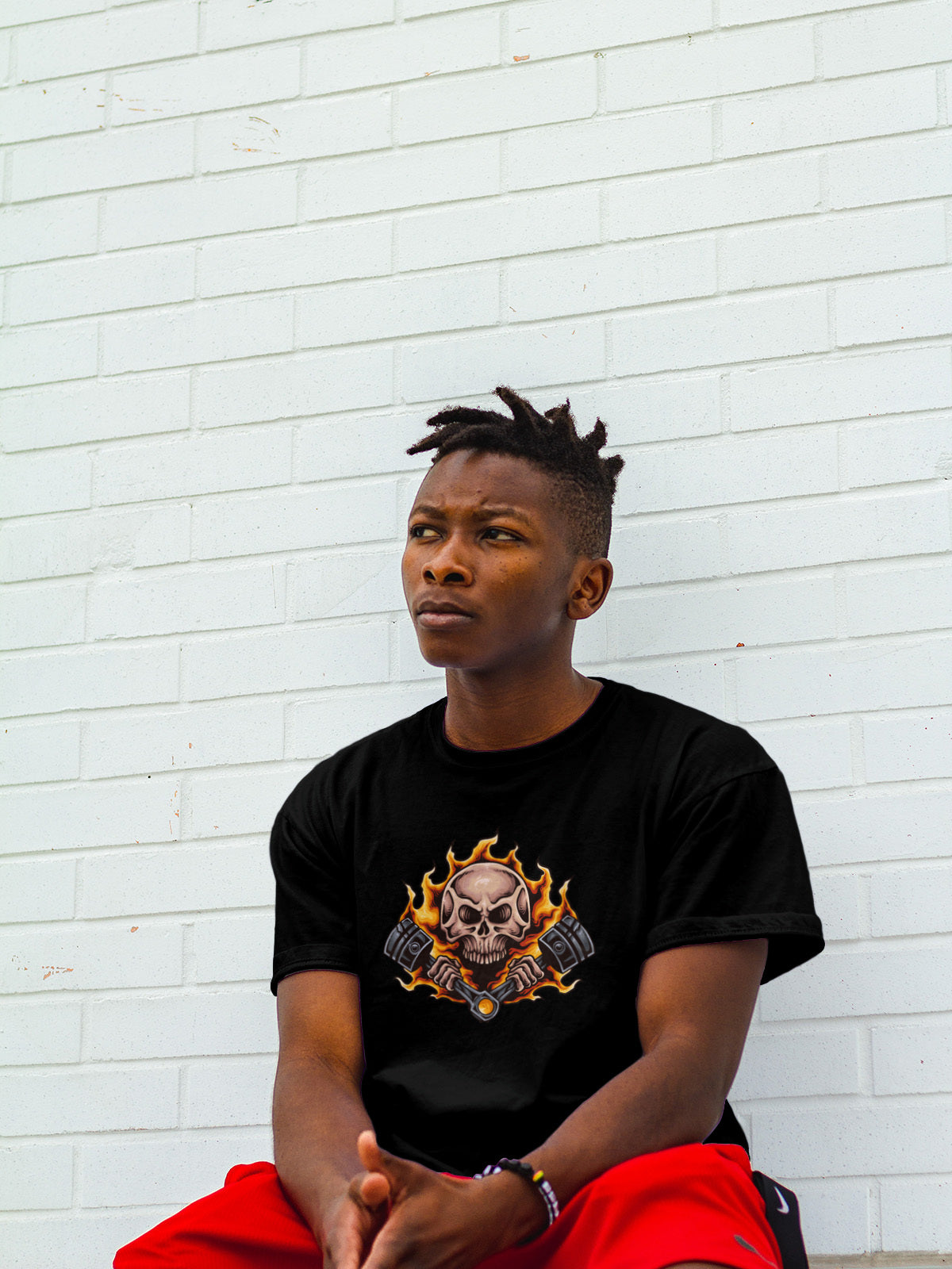 Flaming Skull Engine Cotton Tee
