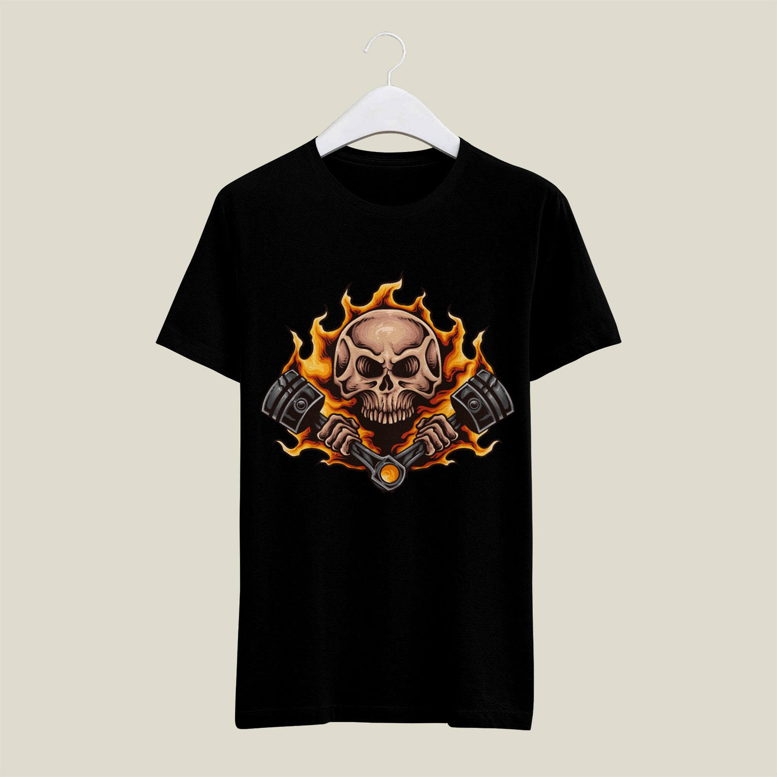 Flaming Skull Engine Cotton Tee