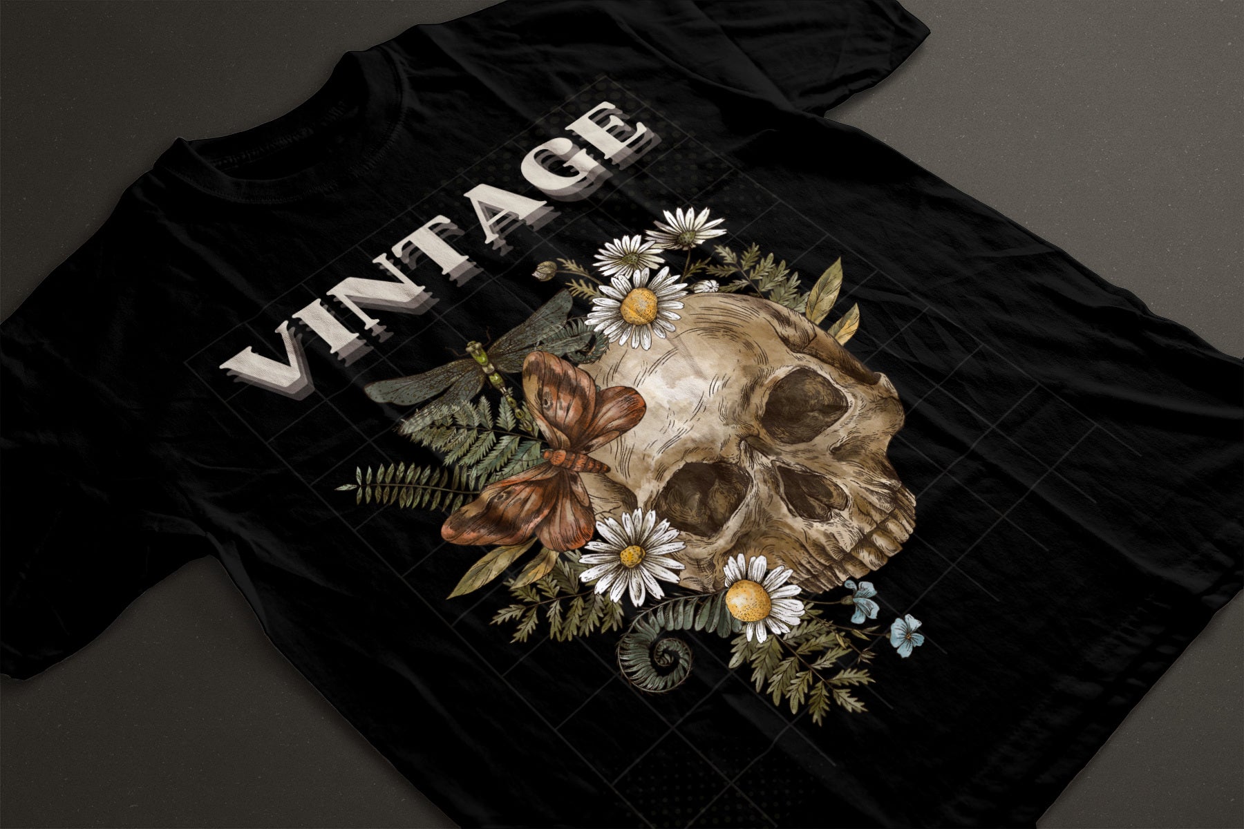 Floral Skull Vintage Tee